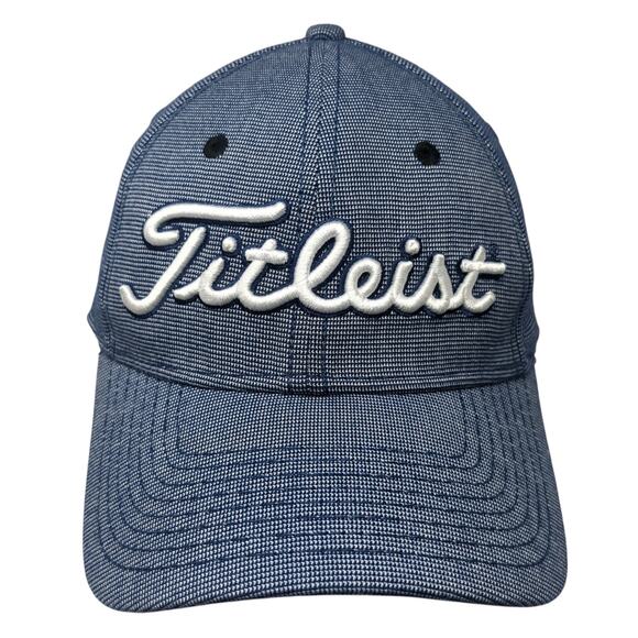 Titleist Fitted Baseball Hat Blue Large Spell Out Embroidered Solid - Picture 1 of 10